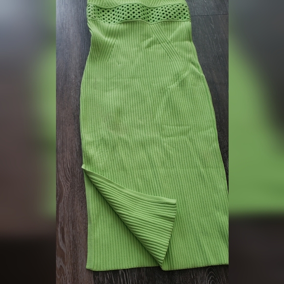 Jonathan Simkhai Lime Green Knit Midi Dress with Cutout Waist Size S - Picture 6 of 16